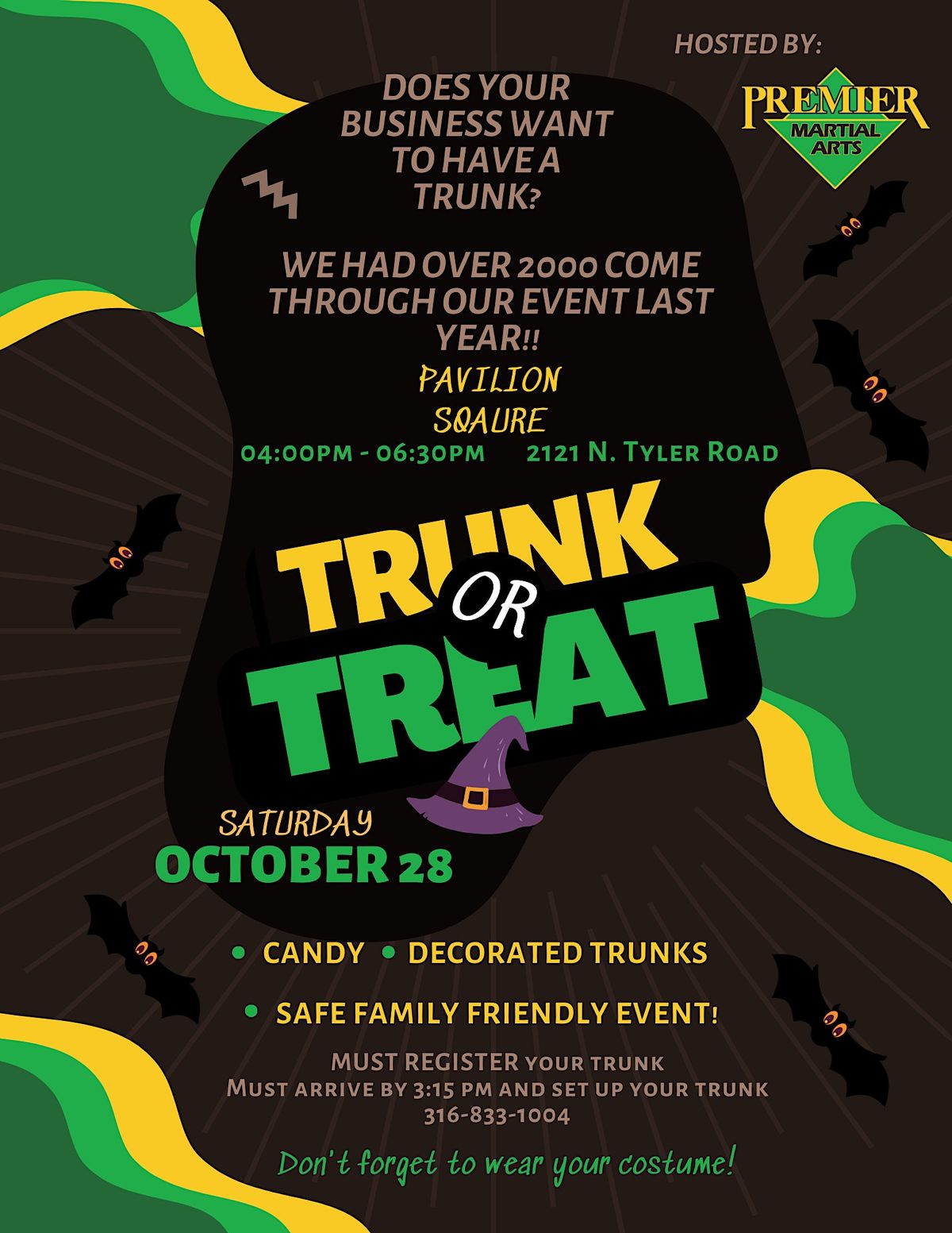 Trunk or Treat October 28th Trunk Registration, Premier Martial Arts of
