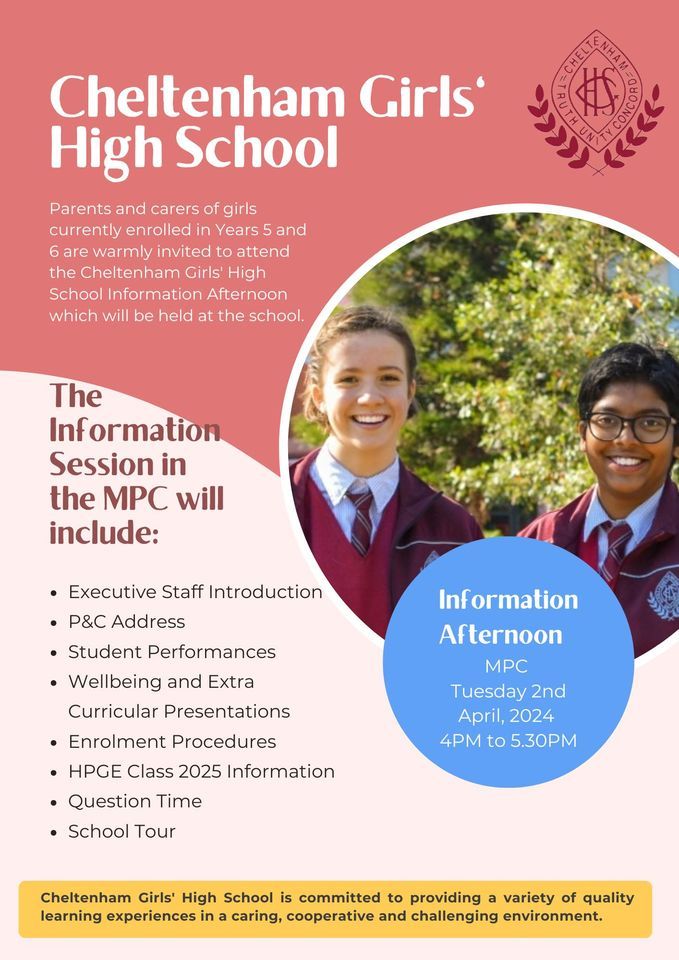 Cheltenham Girls High School Information Evening, Cheltenham Girls High ...