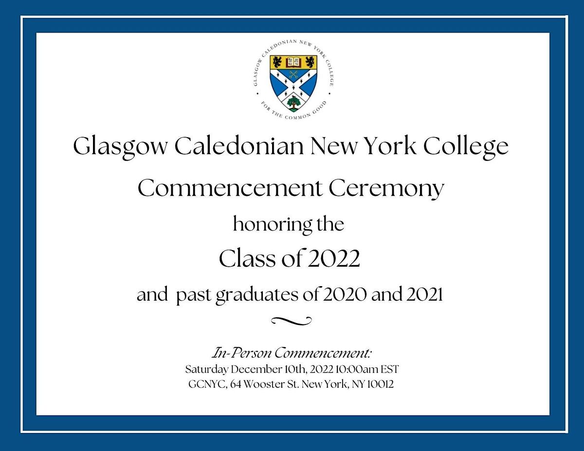 Glasgow Caledonian New York College Commencement December 2022, Glasgow