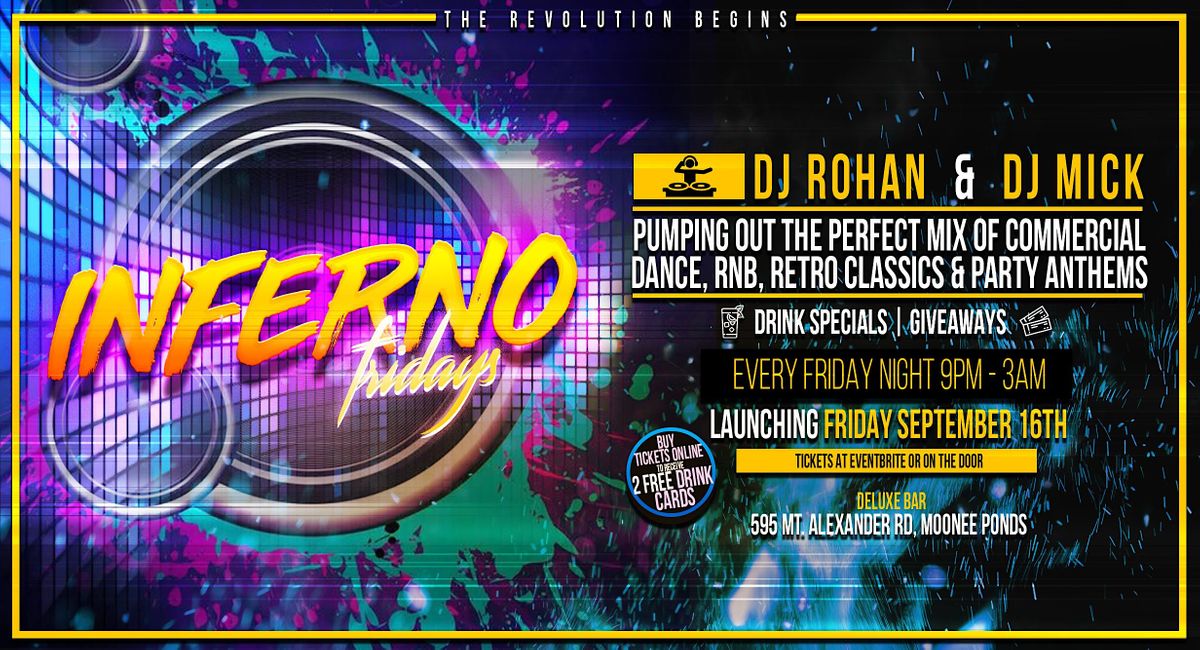 Inferno Friday 28s: Setting Fire To Your Weekend. | Event in Moonee Ponds | AllEvents