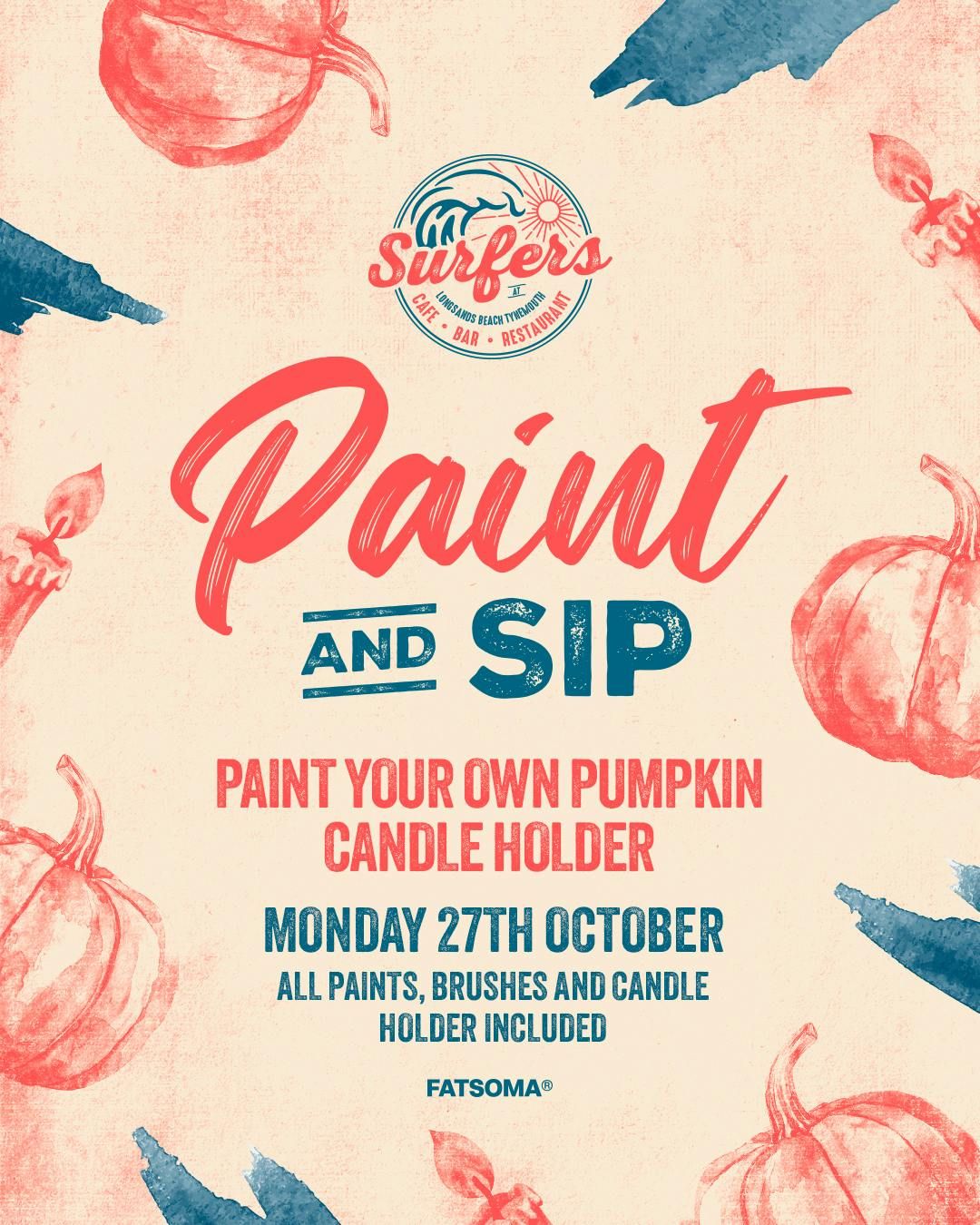 Paint and Sip, Halloween pumpkins- Monday 27th October, 27 October | Event in North Shields | AllEvents