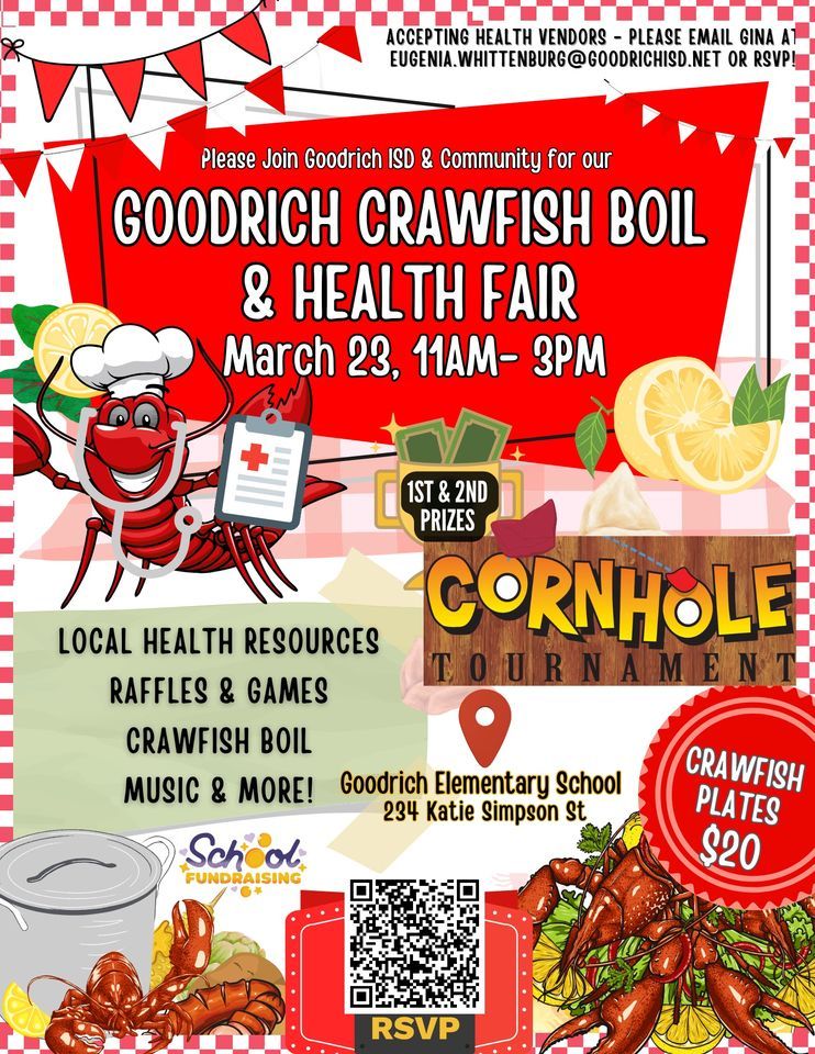 Goodrich Health Fair 2024 & Crawfish Boil Fundraiser, Goodrich