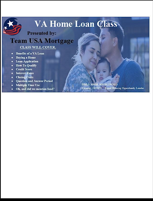 VA Home Loan Program Free Class, 320 500 N suite b, Provo, March 9