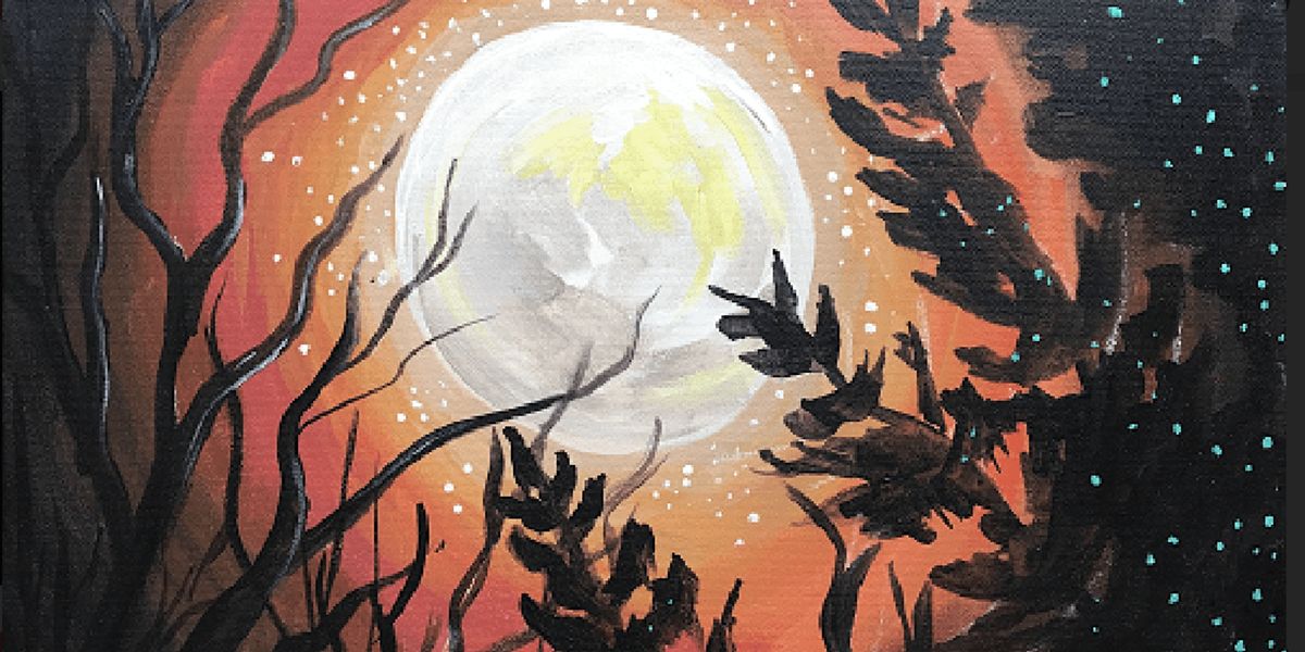 Spooky Harvest Moon Paint and Sip by Classpop!™, Back Forty Texas BBQ