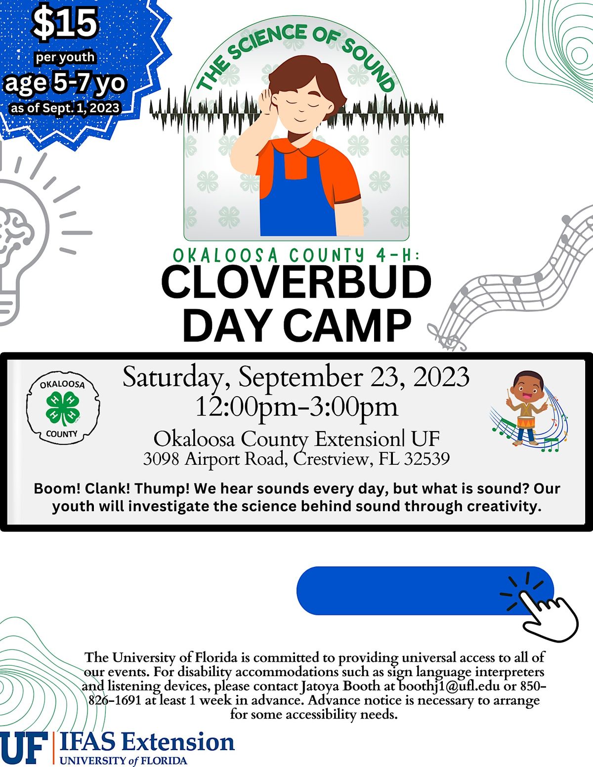 Cloverbud Day Camp The Science of Sound, UF/IFAS Okaloosa County