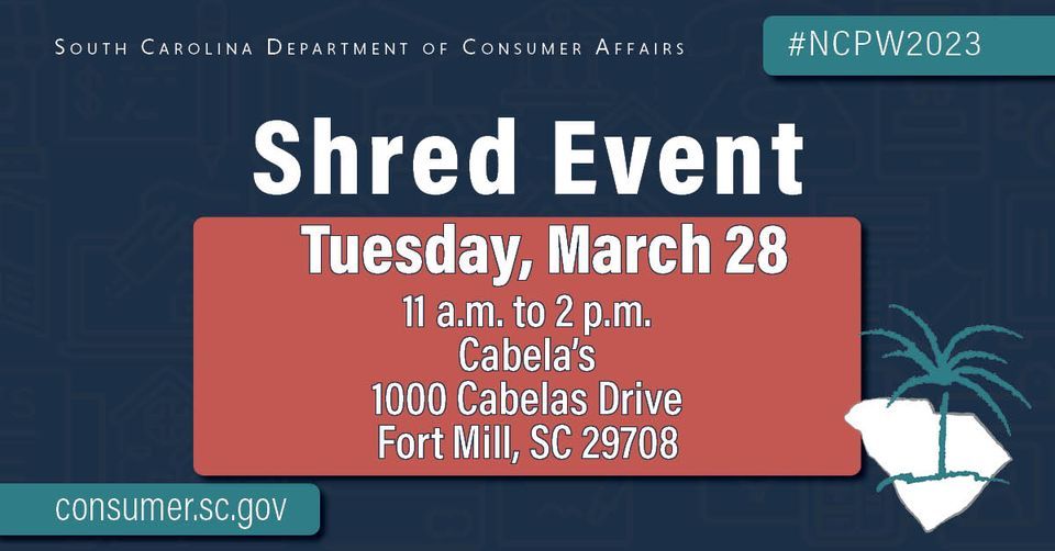 Free Shred Event Fort Mill, Cabela's (Fort Mill, SC), 28 March