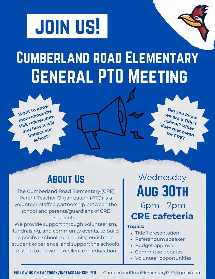 General PTO Meeting, Cumberland Road Elementary School, Fishers, 30