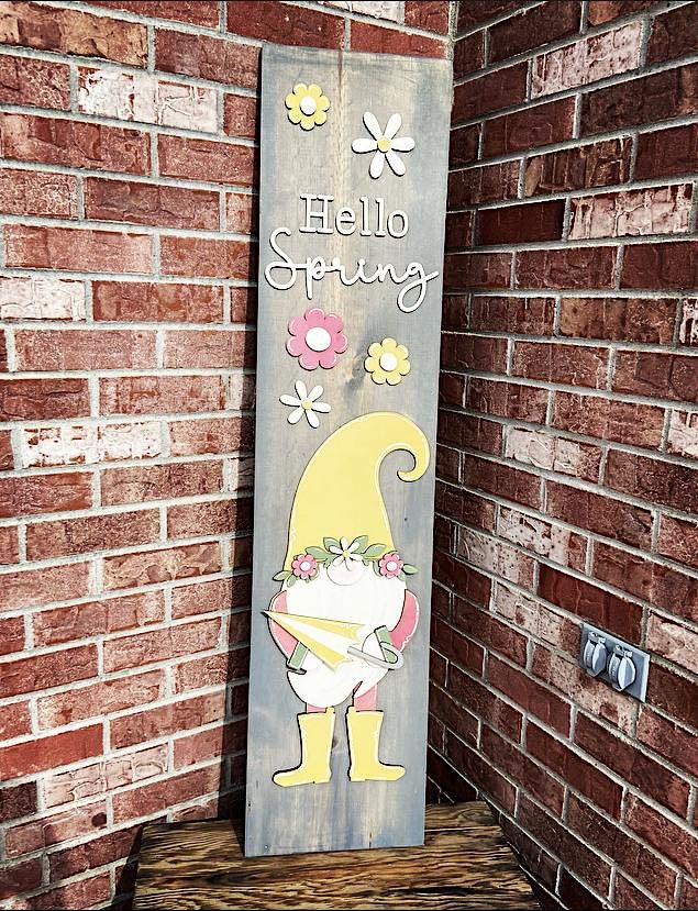 Sign Painting Spring Gnome Porch Leaner, 43 N Main St