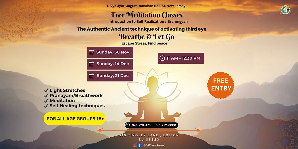 FREE MEDITATION CLASS, 30 November | Event in Edison | AllEvents