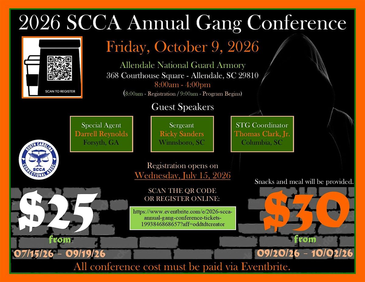 2026 SCCA Annual Gang Conference, National Guard, Allendale, 9 October ...