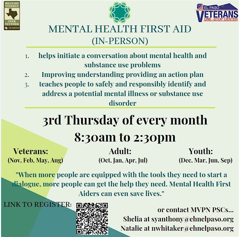 MVPN: Mental Health First Aid (MHFA) | Event in El Paso | AllEvents