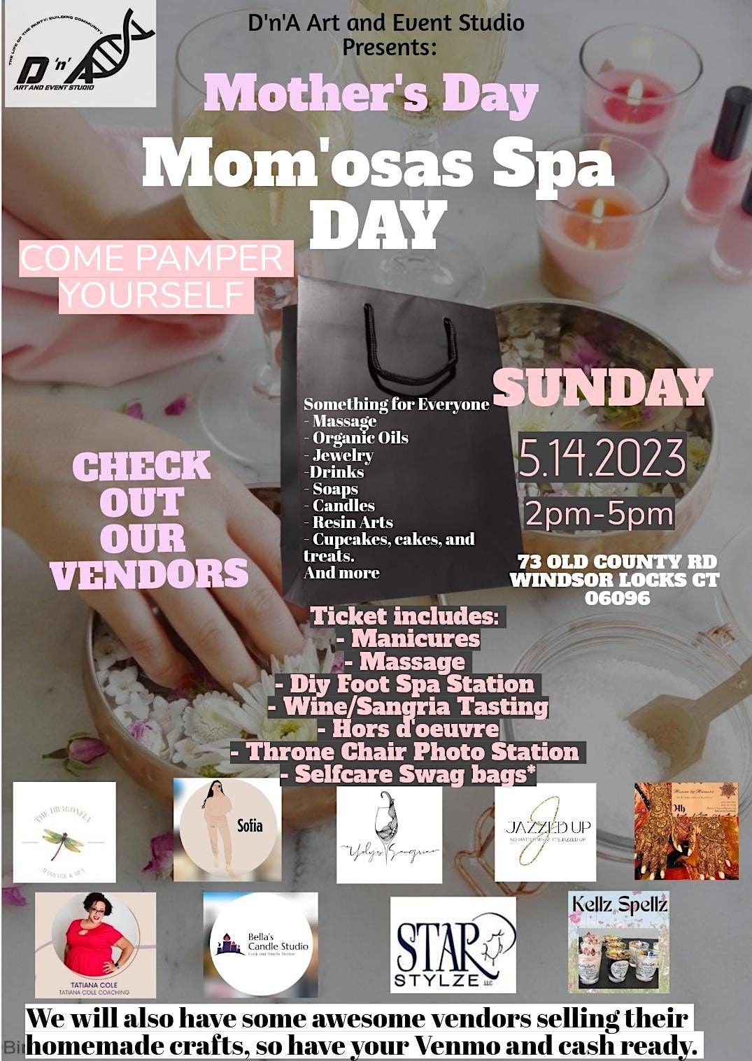 Mothers Day Momosas Spa Day, D'n'A Art and Event Studio, Windsor Locks