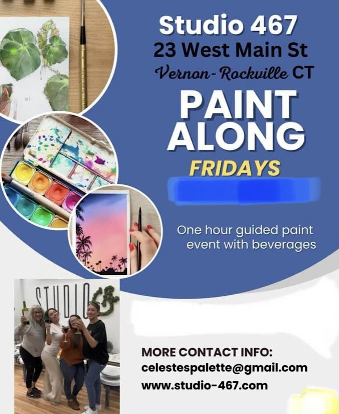 Watercolor paint alongs in Vernon CT on Friday’s 7pm, 23 W Main St, Vernon, 19 May