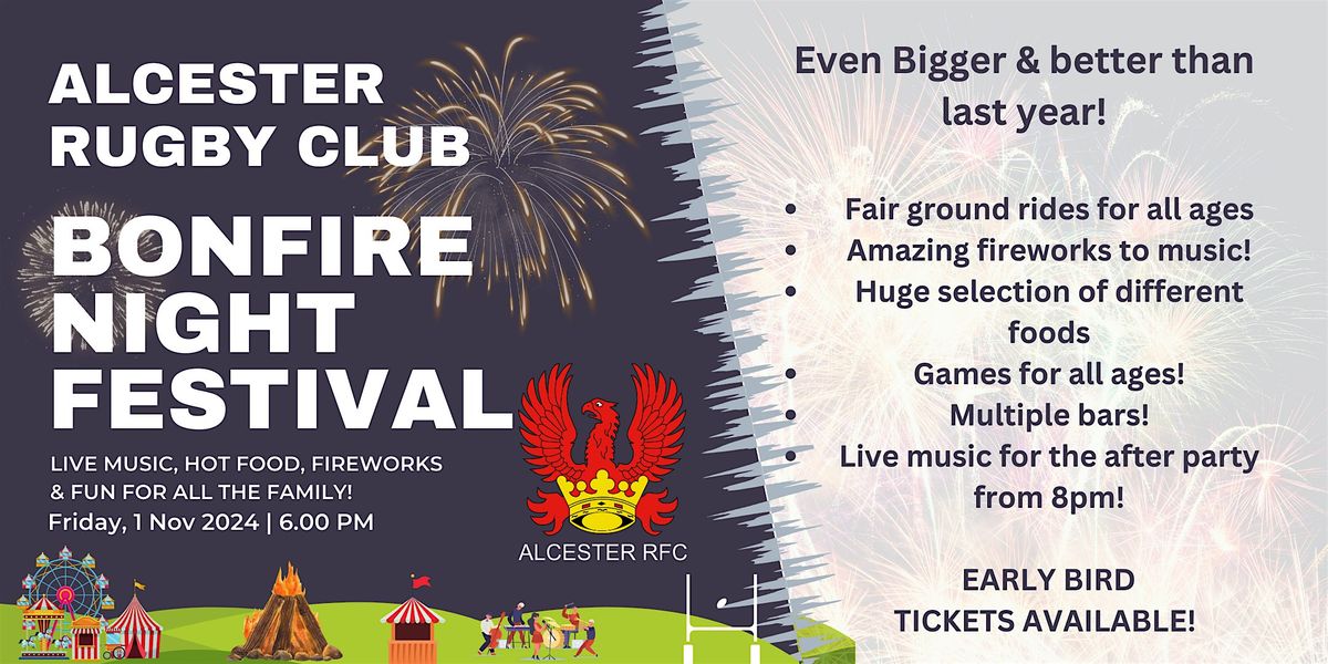 Alcester Rugby Club Bonfire & Firework Festival!, Alcester Rugby ...