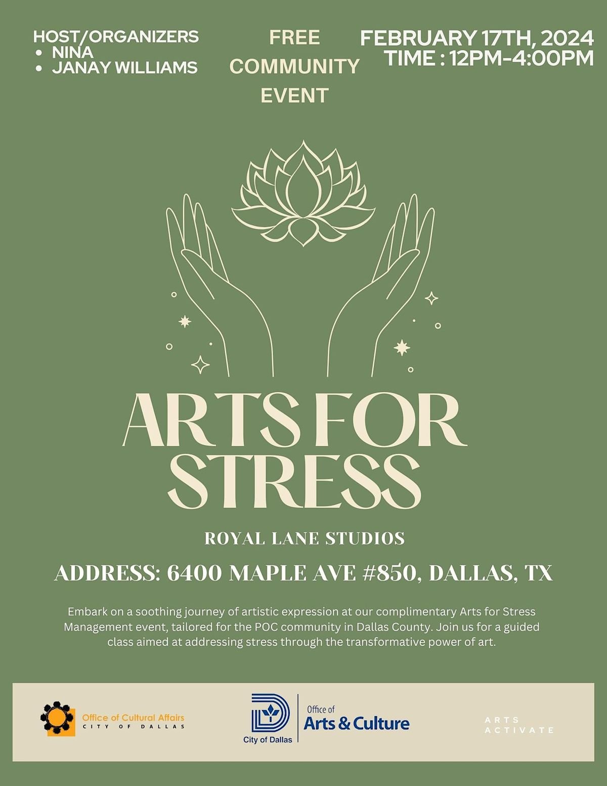 Arts for Stress Management, 6400 Maple Ave #850, Dallas, TX, USA, 17