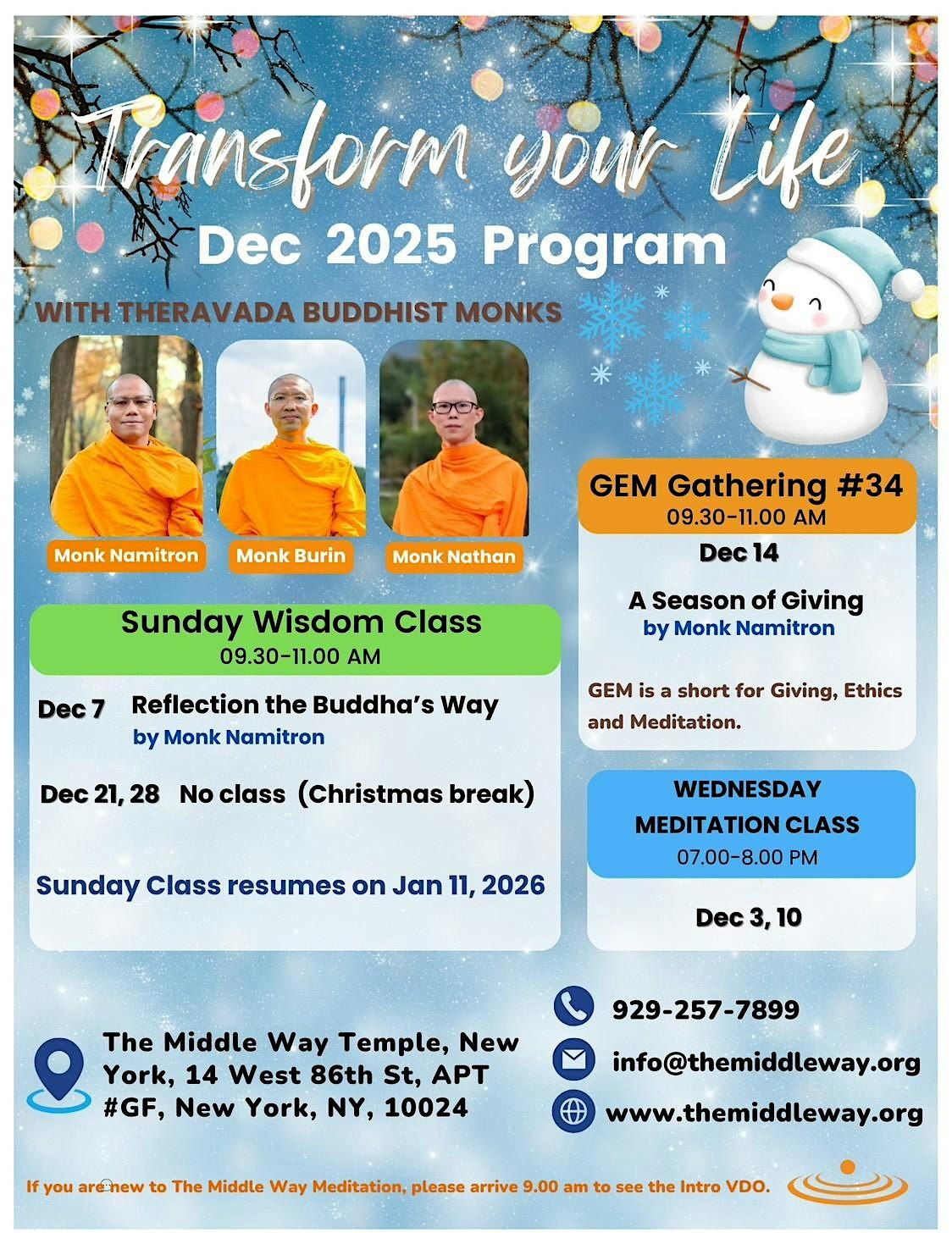 Wednesday Meditation Class, 3 December | Event in New York | AllEvents