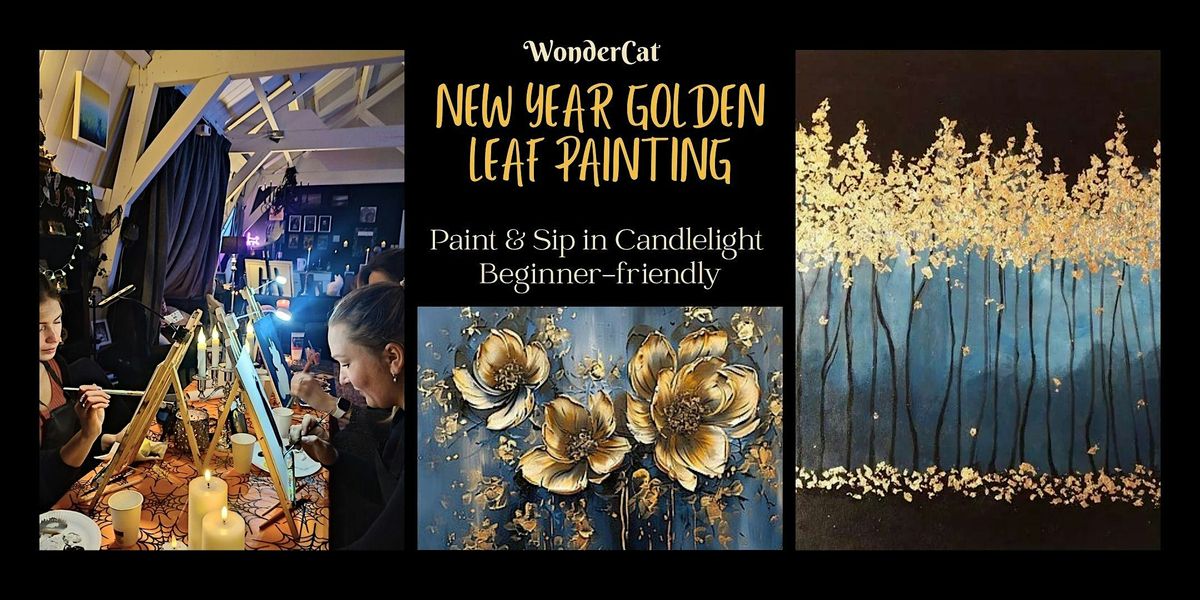 New Year Golden Leaf Paint & Sip in Candlelight - beginner friendly, 30 December | Event in Leiden | AllEvents