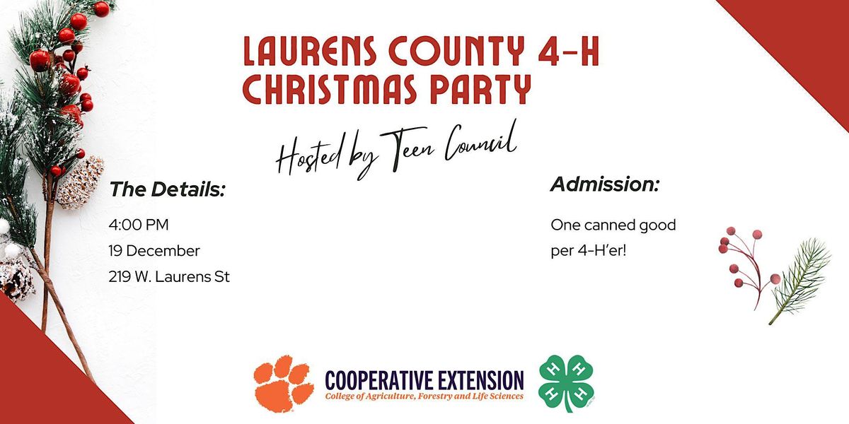 Laurens County 4H Christmas Party, Laurens County Clemson Extension