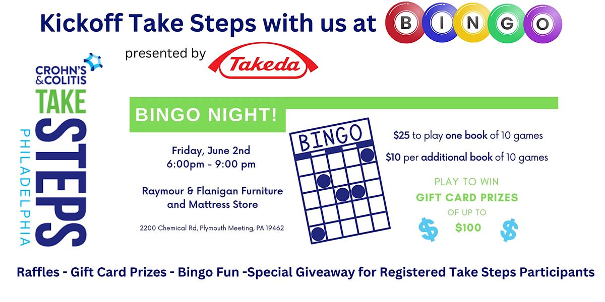 Bingo Night Presented by Takeda for Crohns & Colitis, Raymour & Flanigan Furniture and