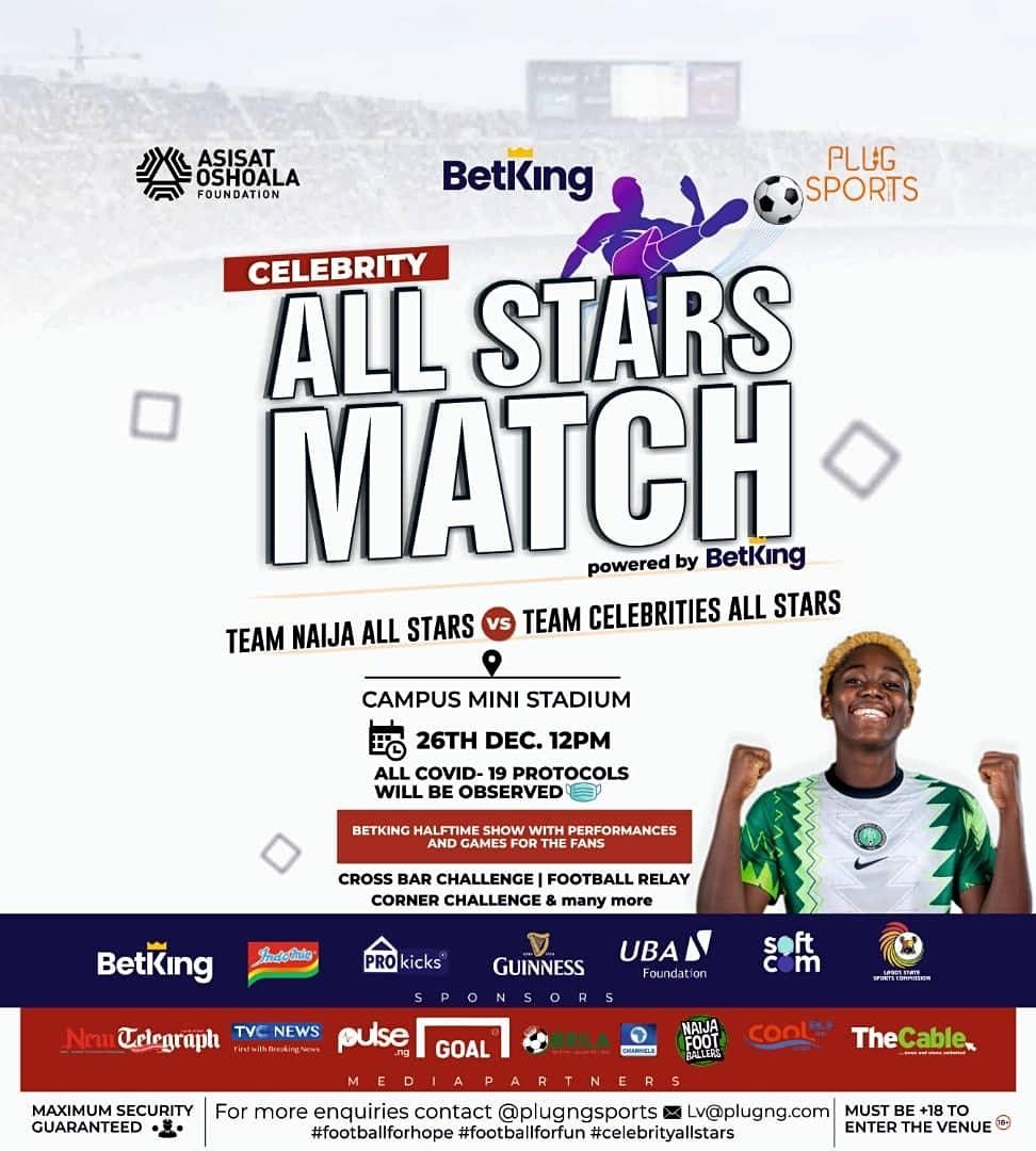 Asisat Oshoala Celebrity All stars Match, Campus Mini Stadium, Lagos, December 26 2021 | AllEvents.in