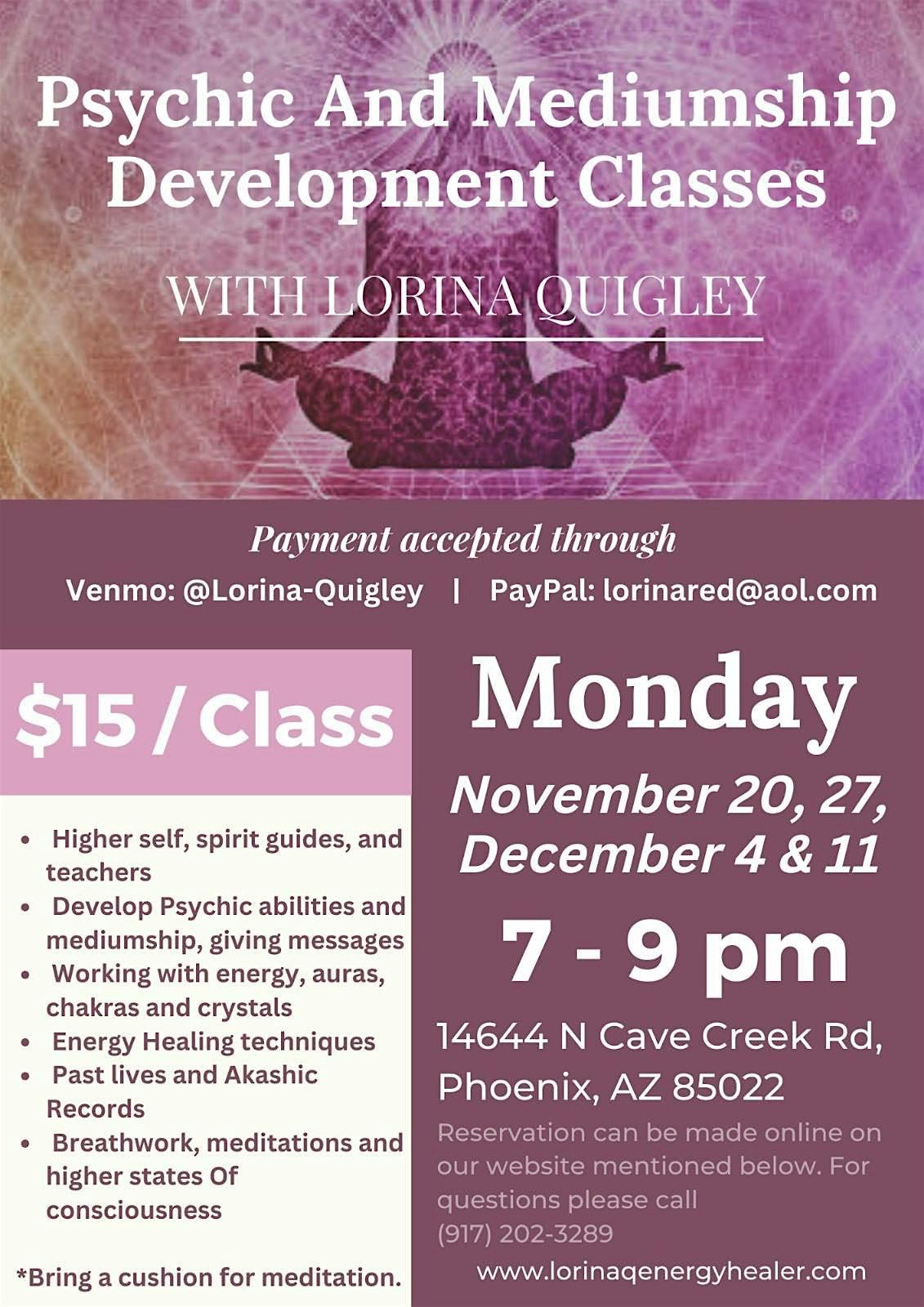 Psychic and Mediumship Development Class, Reiki Academy, Phoenix, 27 ...
