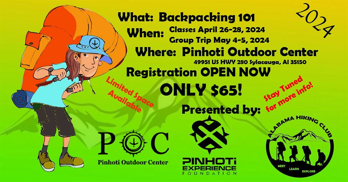 Backpacking 101, Pinhoti Outdoor Center, Sylacauga, 26 April to 28 ...