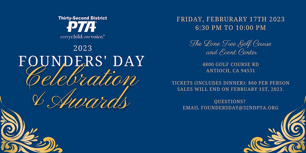 ThirtySecond District PTA 2023 Founders Day Celebration and Awards, Lone Tree Golf & Event