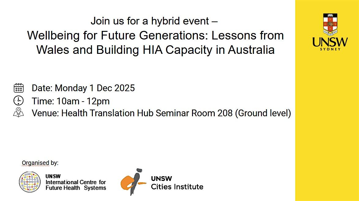 Wellbeing for Future Generations, 1 December | Event in Randwick | AllEvents