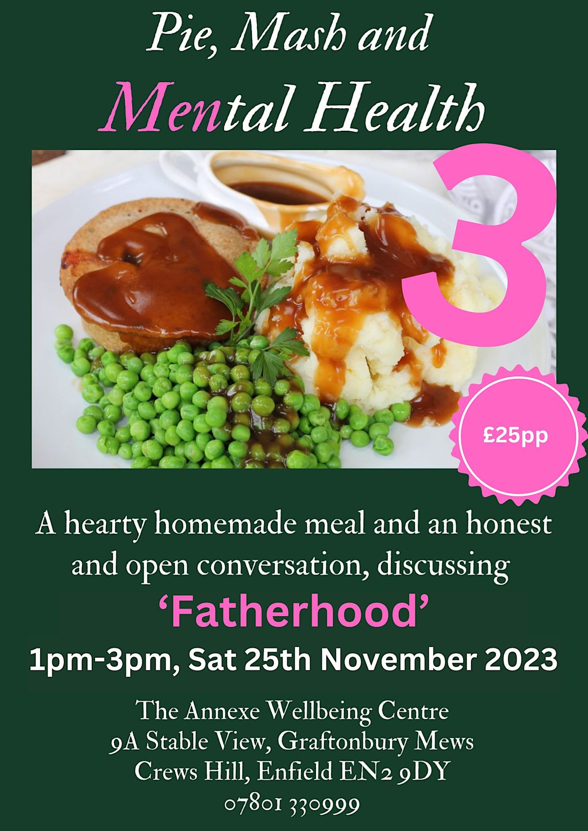 Pie, Mash and Mental Health 3, The Annexe Wellbeing Centre, Enfield