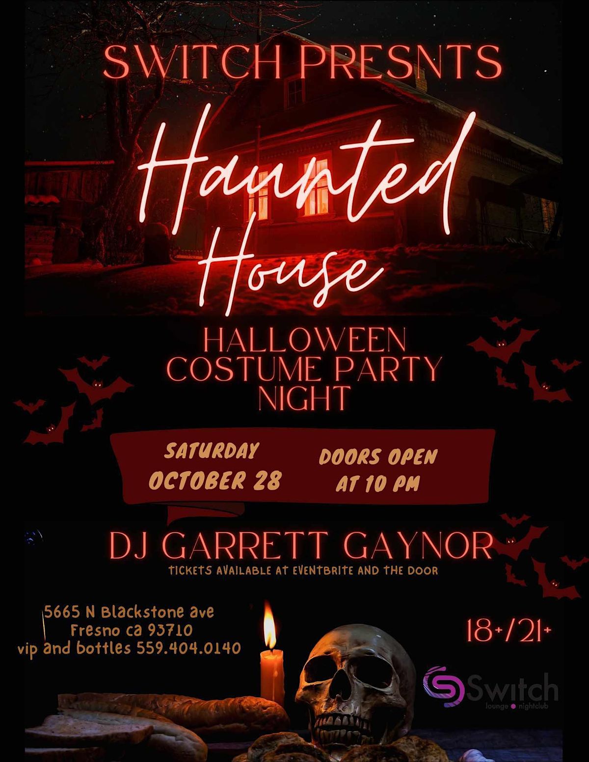Haunted House Halloween costume Party with DJ Garett Gaynor 18+/21
