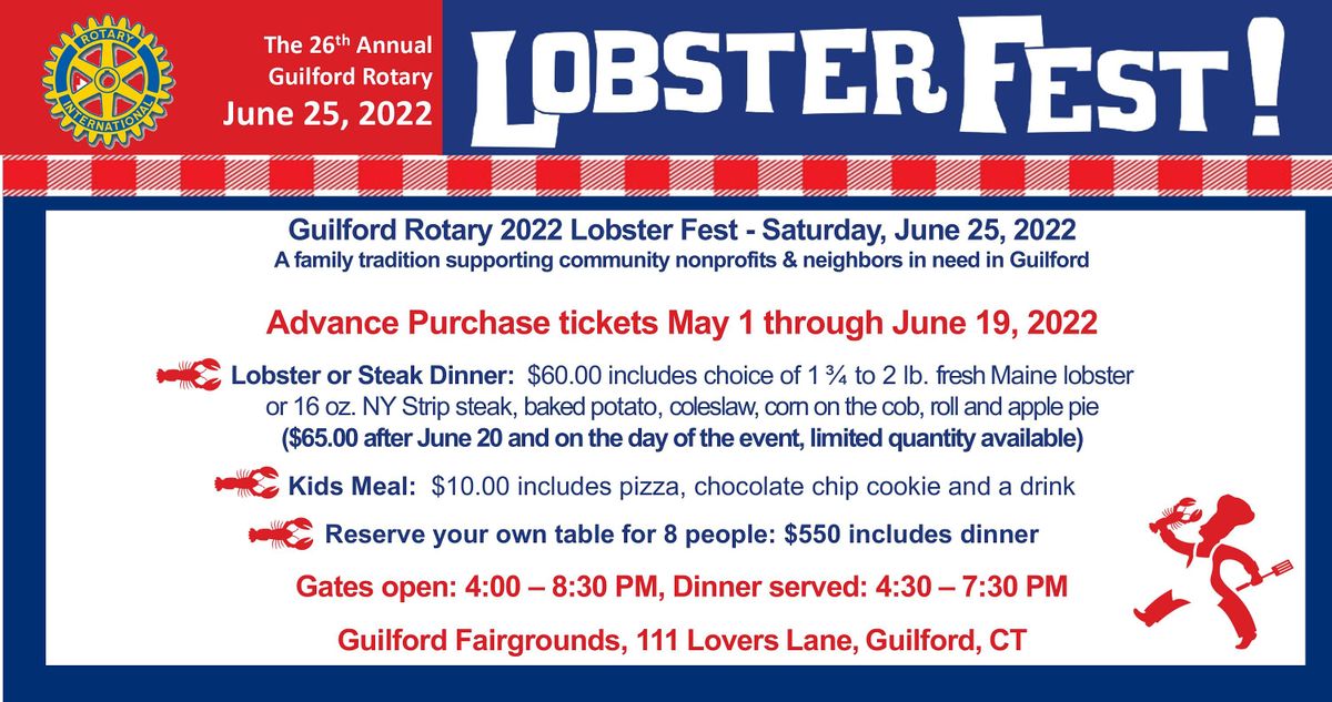 Guilford Rotary 2025 Lobster Fest The Guilford Fairgrounds Sat June