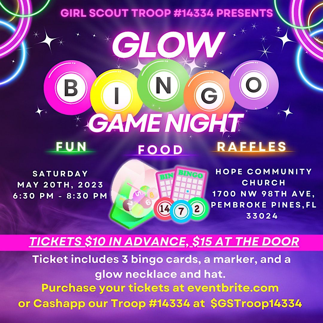 Glow Bingo Game Night (Fundraiser for Girl Scout Troop 14334), Hope