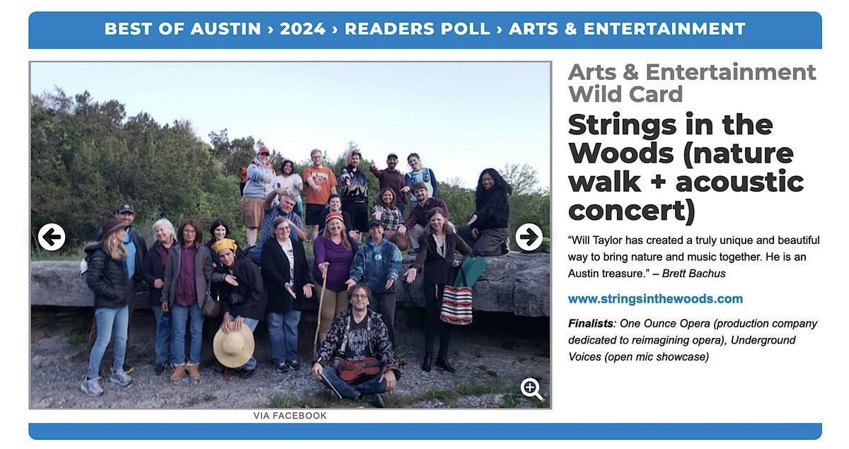Labor Day Strings in the Woods w/Award Winning Violinist 9125, 1 September | Event in Austin | AllEvents