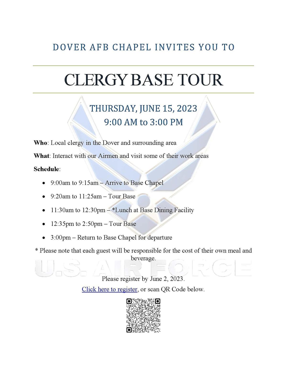 Dover Air Force Base Chapel Clergy Base Tour, 417 Tuskegee St, Dover
