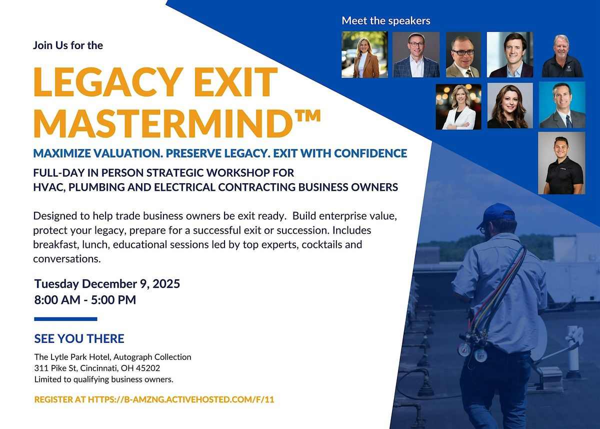 Legacy Exit Mastermind,, 9 December | Event in Cincinnati | AllEvents