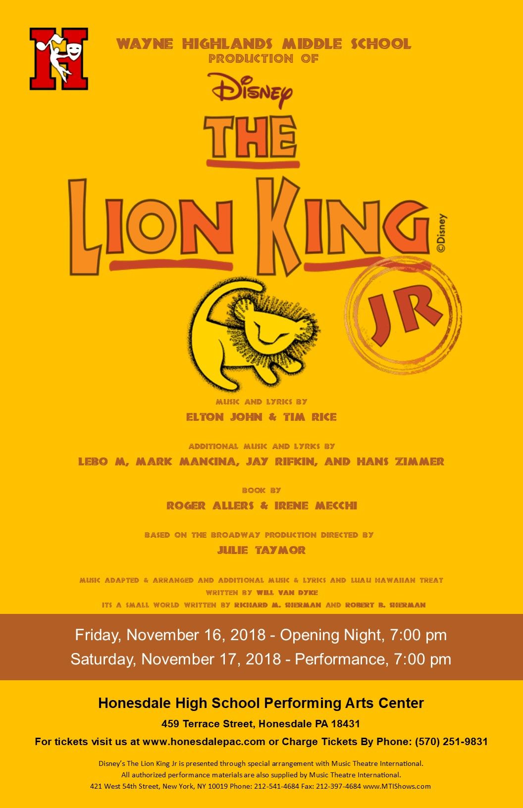 The Lion King Jr., 29 January | Event in Garland | AllEvents