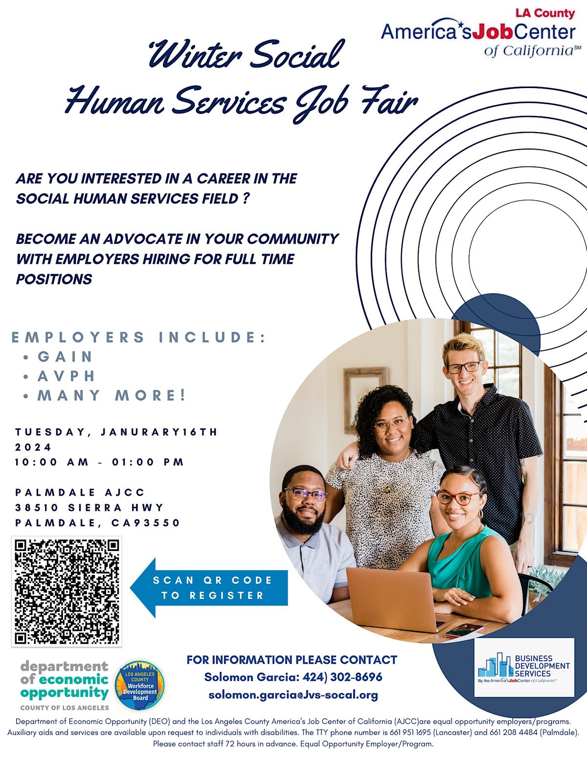 Winter Social Human Services Job Fair, AJCCPalmdale, 16 January 2024