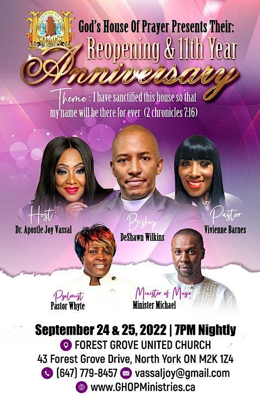 God's  House of Prayer 11th Anniversary and Reopening | Event in Toronto | AllEvents