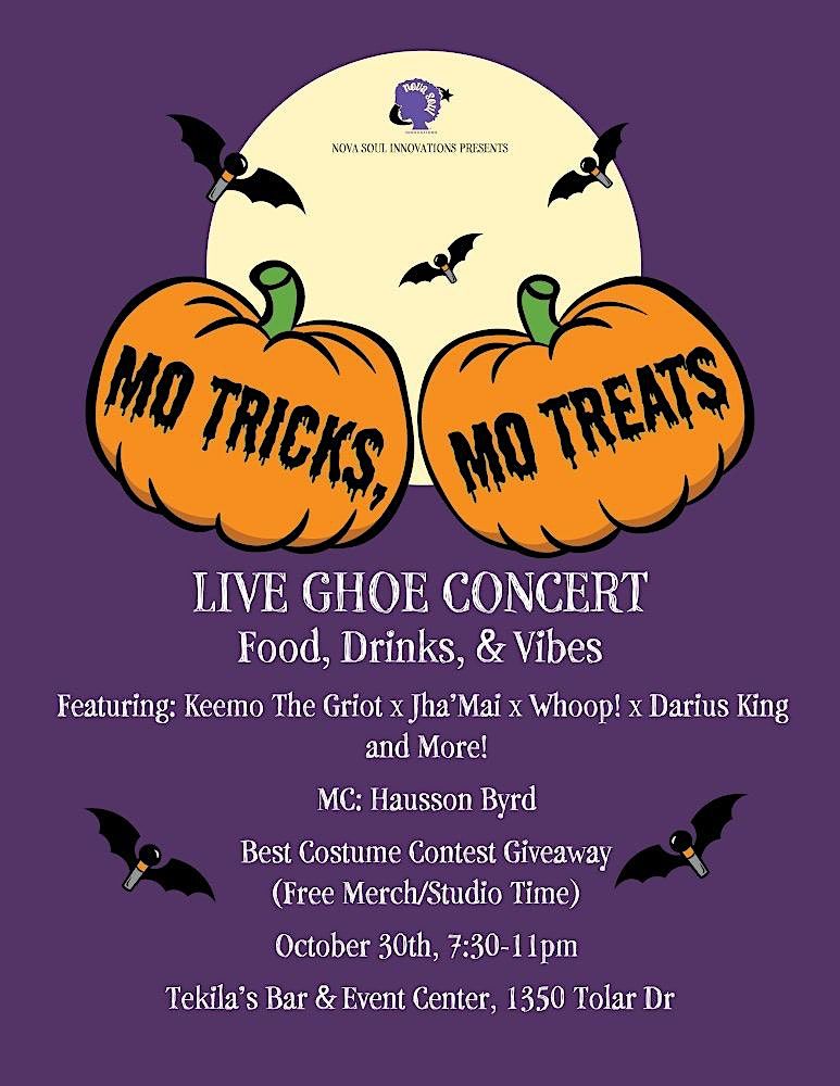 MO TRICKS, MO TREATS A LIVE GHOE CONCERT Tekilas Bar and Event