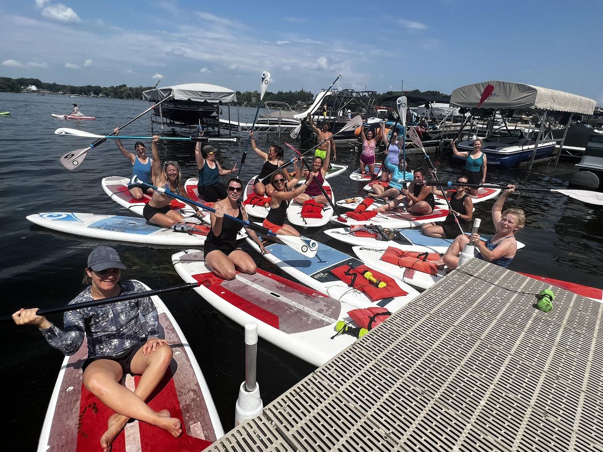 Sunset Paddle Board Yoga on Pewaukee Lake, Paddle Pewaukee (Paddleboard