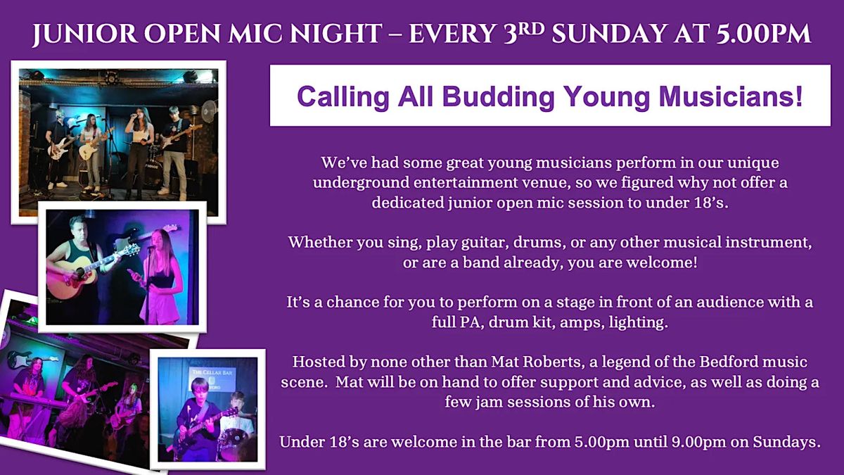 Junior Open Mic Night, The Cellar Bar, Bedford, January 21 2024
