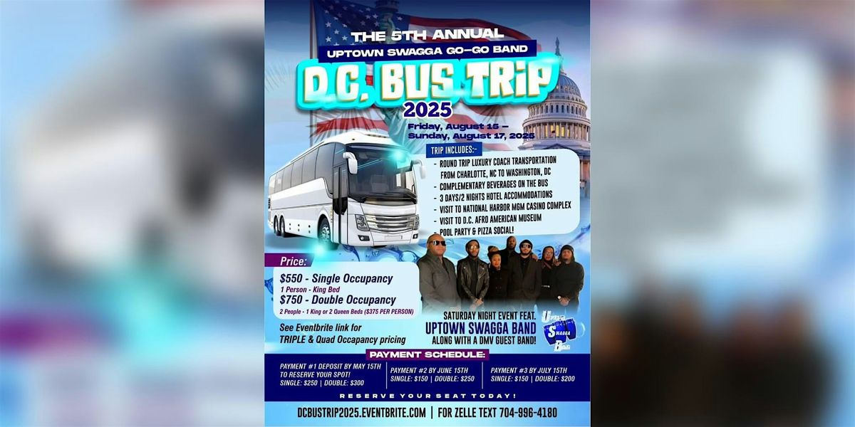 Uptown Swagga Go-Go Band DC Bus Trip 2025, 15 August | Event in Washington, D.C. | AllEvents