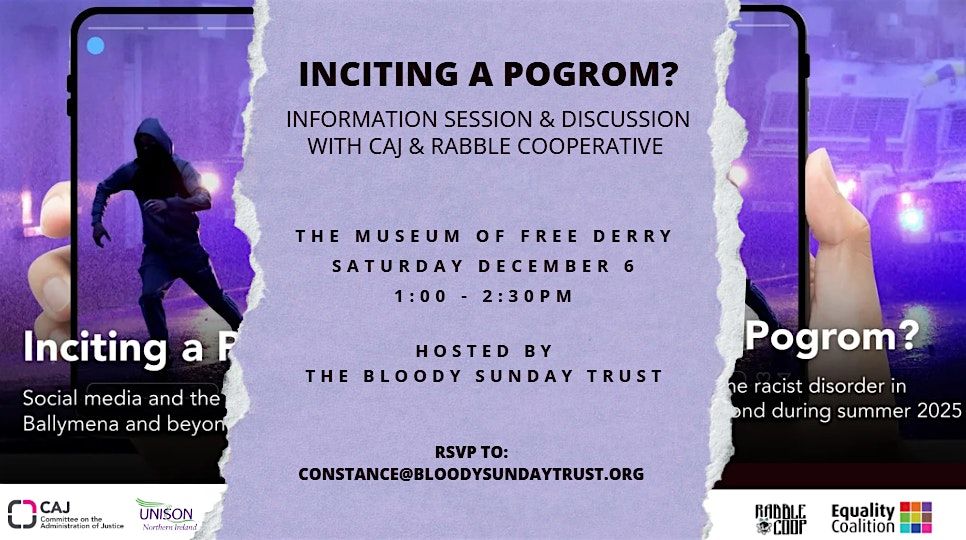 ‘Inciting a Pogrom?’: Social Media and Racist Disorder in Ballymena, 6 December | Event in Derry | AllEvents
