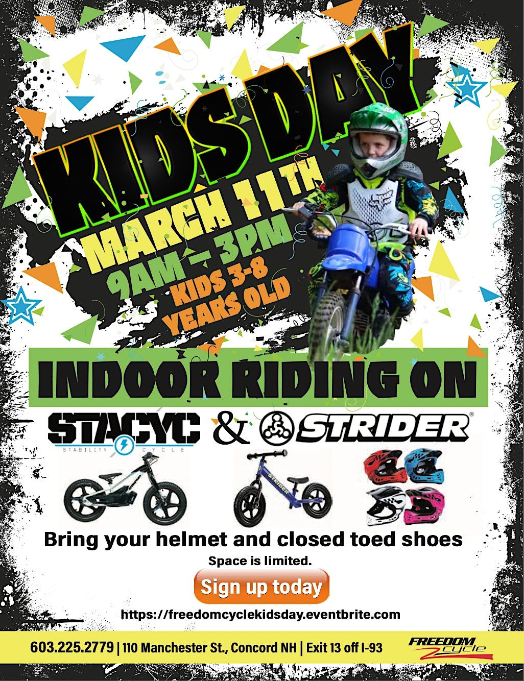 STACYC Kids Learn How to Ride Day at Freedom Cycle, 110 Manchester St