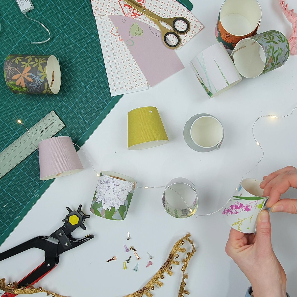 Make your own fairy light lampshade garland, Abbot House, Dunfermline