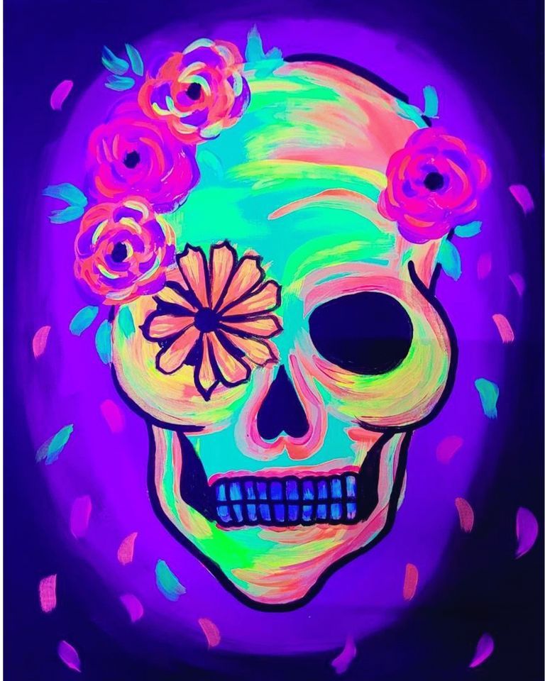 GLOW PARTY! BlackLight Festive Calavera, Pinot's Palette