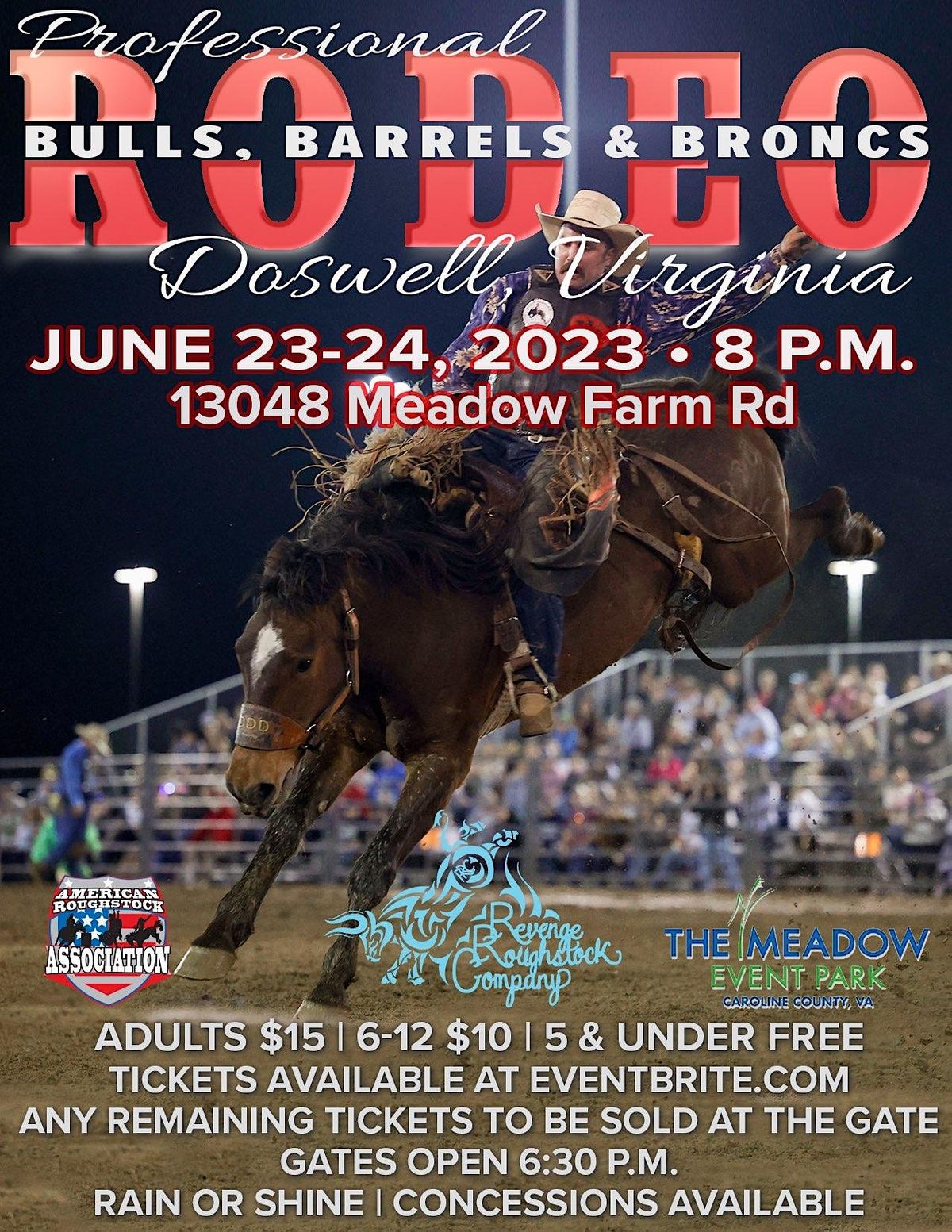 Stampede at the Park Doswell VA Pro Rodeo, The Meadow Event Park