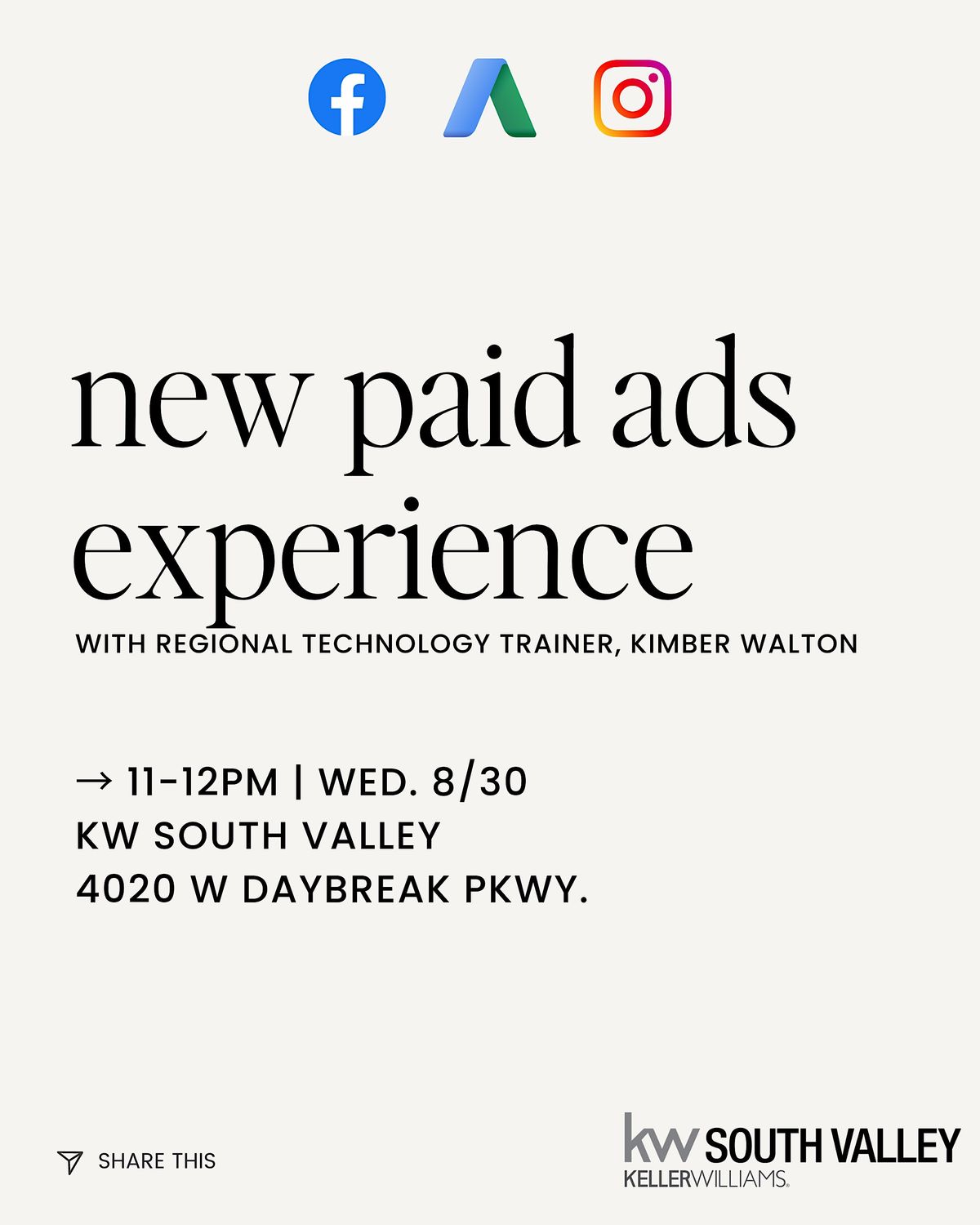 New Paid Ads Experience, KW Salt Lake City, August 29 2023 AllEvents.in