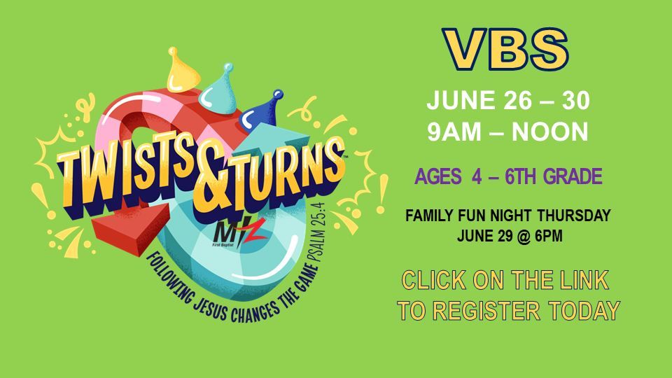 VBS, First Baptist Church of Mt. Zion, IL, Macon, June 26 to June 30
