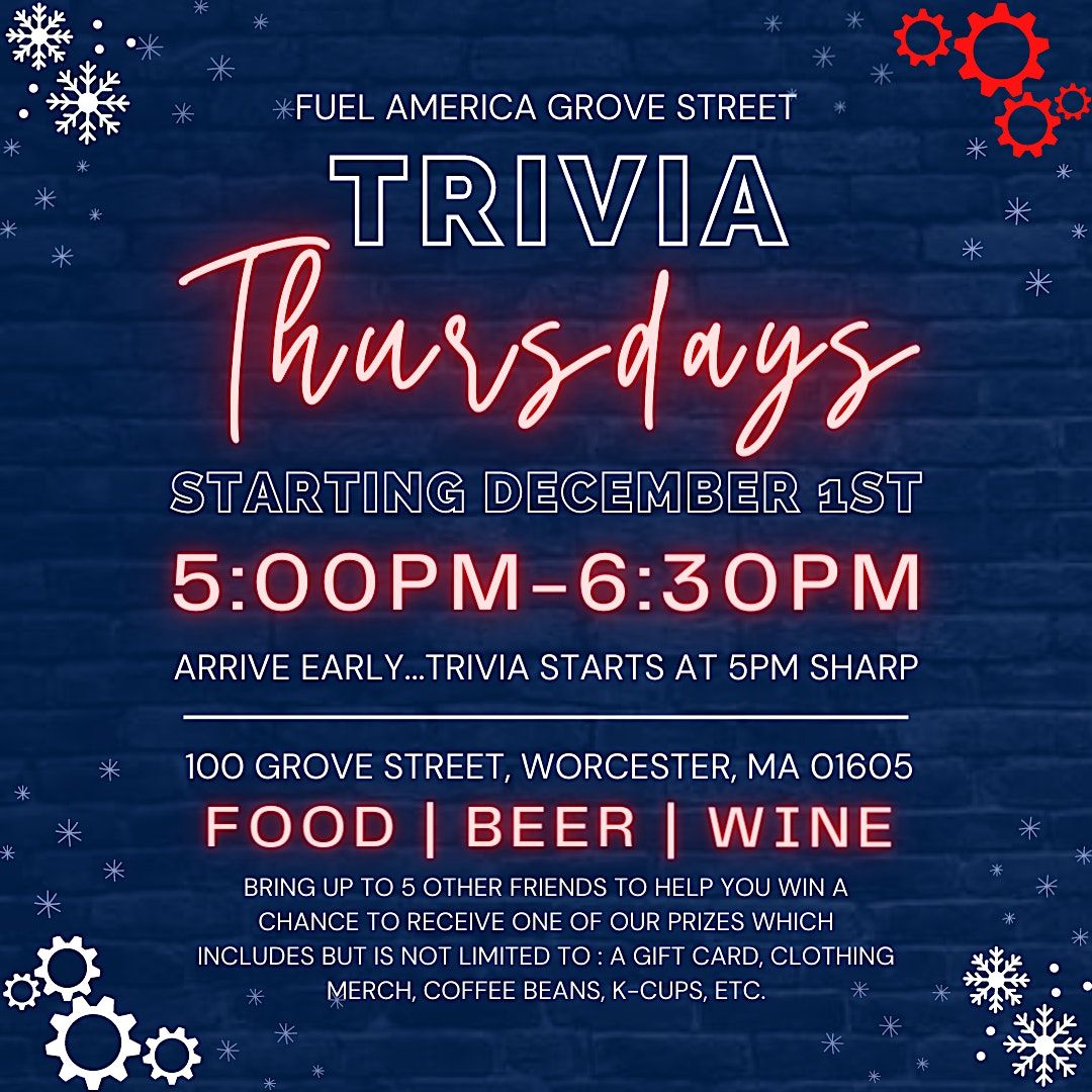 Trivia Night Holiday Edition at Fuel America Coffee House Grove Street